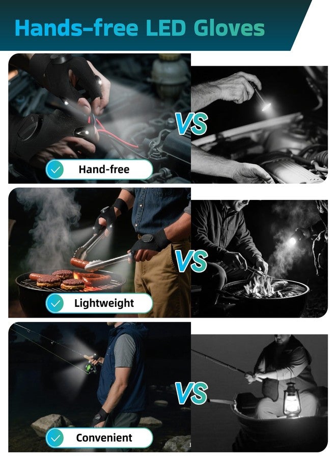 قفازات مصباح LED من ويزستار، هدايا مميزة للرجال، الأب، الحبيب، الزوج، هدية عيد الحب أو عيد الميلاد، مصابيح أصابع مقاومة للماء مع مفتاح تشغيل/إيقاف للتخييم، الصيد، والإصلاح. - Image 5